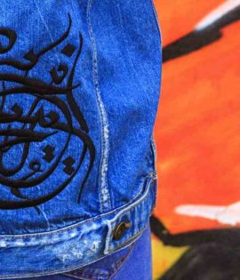 Veste jean bleu vintage sans manches – Image 3